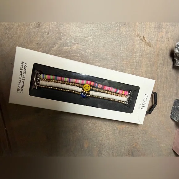 Posh Pink, White & Gold Multi-Stack Beaded Bracelet Set for Apple Watch. - Picture 3 of 8